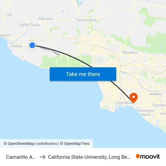 Camarillo Amtrak to California State University, Long Beach (CSULB) map
