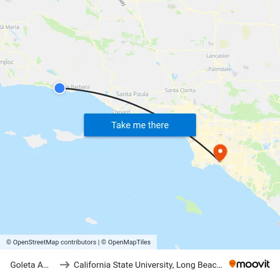 Goleta Amtrak to California State University, Long Beach (CSULB) map