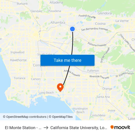 El Monte Station - Lower Level to California State University, Long Beach (CSULB) map