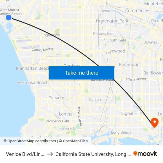 Venice Blvd/Lincoln Blvd to California State University, Long Beach (CSULB) map
