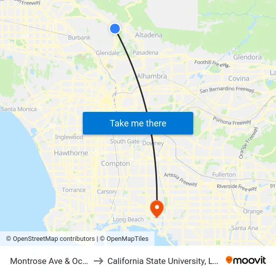 Montrose Ave & Ocean View Blvd to California State University, Long Beach (CSULB) map