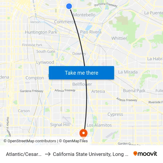 Atlantic/Cesar Chavez to California State University, Long Beach (CSULB) map