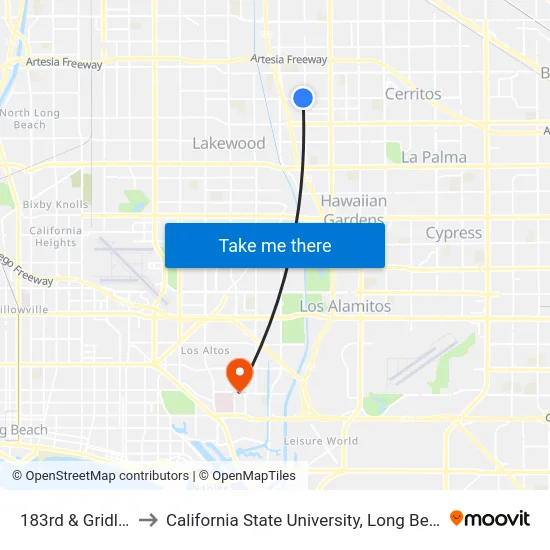 183rd & Gridley Nw to California State University, Long Beach (CSULB) map