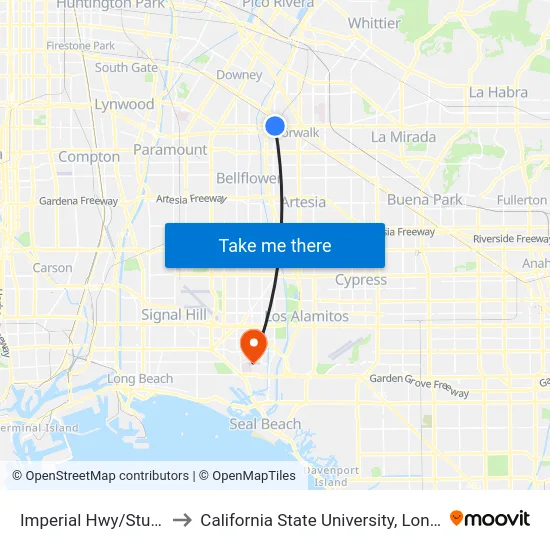 Imperial Hwy/Studebaker Rd to California State University, Long Beach (CSULB) map