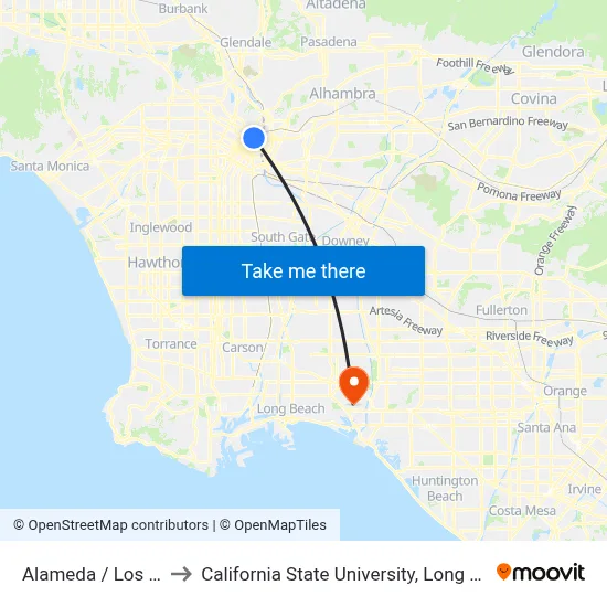 Alameda / Los Angeles to California State University, Long Beach (CSULB) map