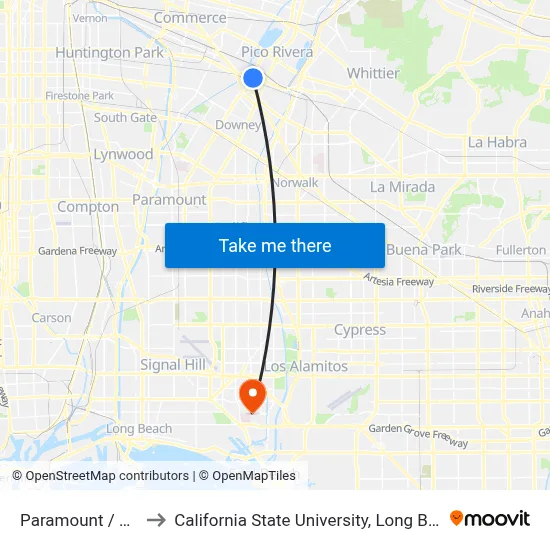 Paramount / Slauson to California State University, Long Beach (CSULB) map