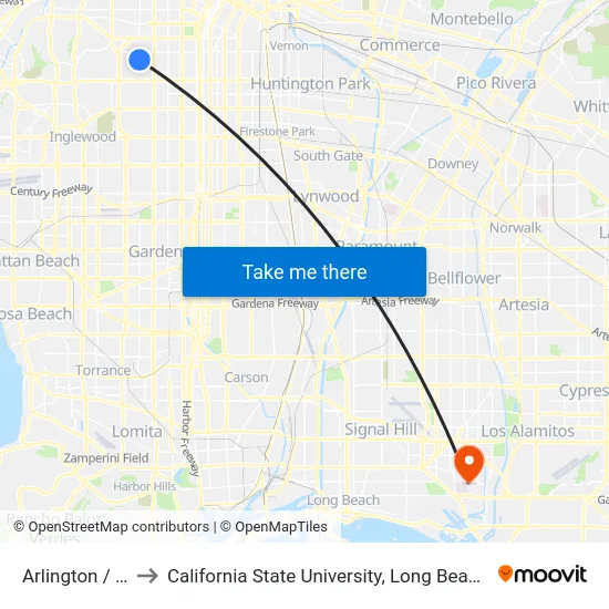 Arlington / 48th to California State University, Long Beach (CSULB) map