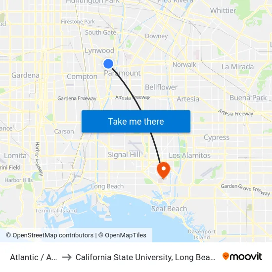 Atlantic / Agnes to California State University, Long Beach (CSULB) map