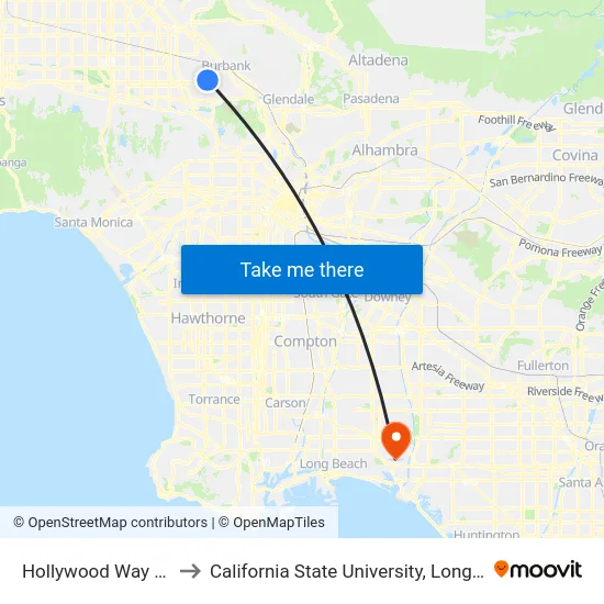 Hollywood Way / Burbank to California State University, Long Beach (CSULB) map