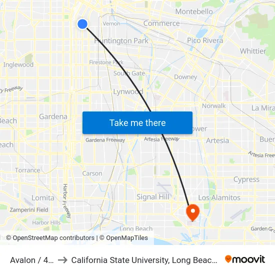 Avalon / 42nd to California State University, Long Beach (CSULB) map