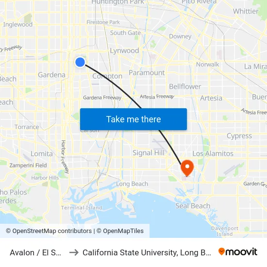 Avalon / El Segundo to California State University, Long Beach (CSULB) map