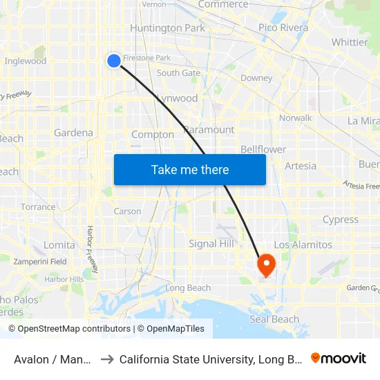 Avalon / Manchester to California State University, Long Beach (CSULB) map
