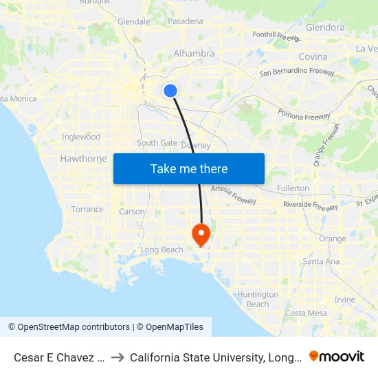 Cesar E Chavez / Eastern to California State University, Long Beach (CSULB) map