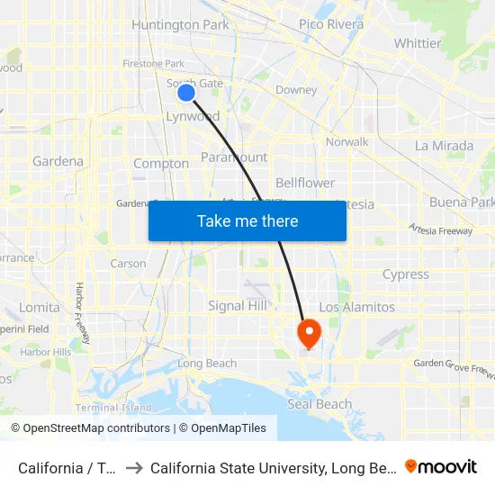 California / Tweedy to California State University, Long Beach (CSULB) map