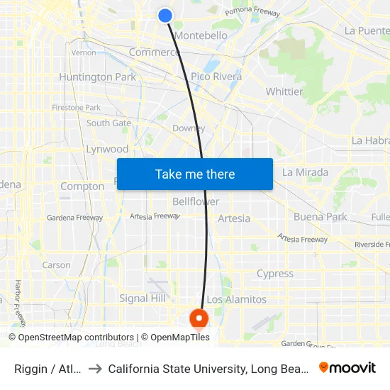 Riggin / Atlantic to California State University, Long Beach (CSULB) map