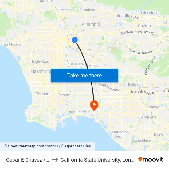 Cesar E Chavez / Evergreen to California State University, Long Beach (CSULB) map