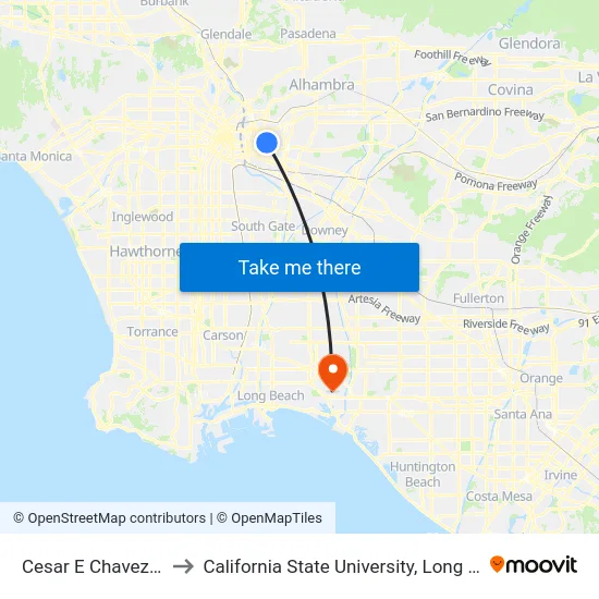 Cesar E Chavez / Fresno to California State University, Long Beach (CSULB) map