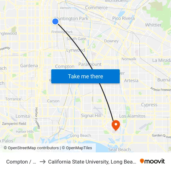 Compton / Gage to California State University, Long Beach (CSULB) map
