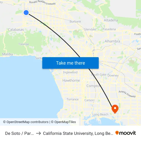 De Soto / Parthenia to California State University, Long Beach (CSULB) map