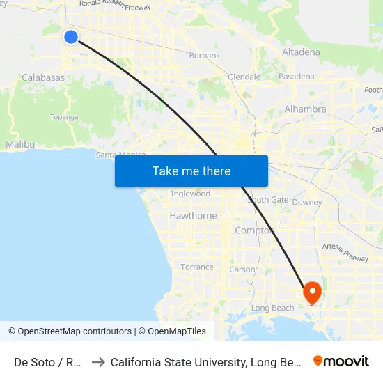 De Soto / Roscoe to California State University, Long Beach (CSULB) map