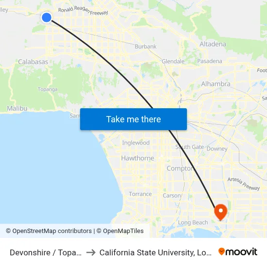 Devonshire / Topanga Canyon to California State University, Long Beach (CSULB) map