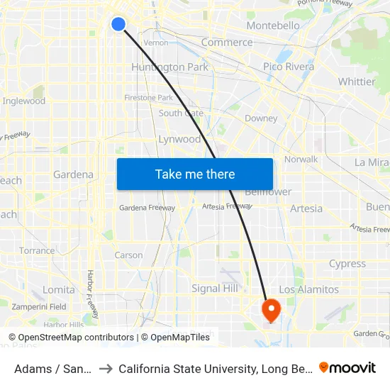 Adams / San Pedro to California State University, Long Beach (CSULB) map
