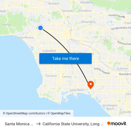 Santa Monica / Canon to California State University, Long Beach (CSULB) map