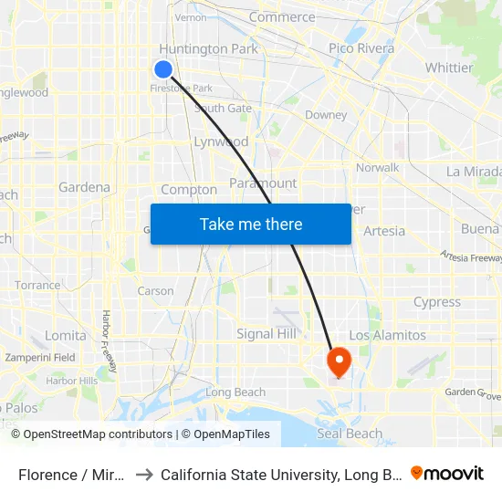 Florence / Miramonte to California State University, Long Beach (CSULB) map