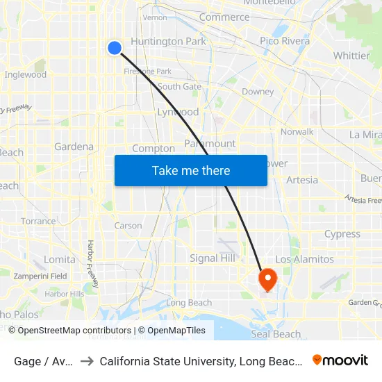 Gage / Avalon to California State University, Long Beach (CSULB) map
