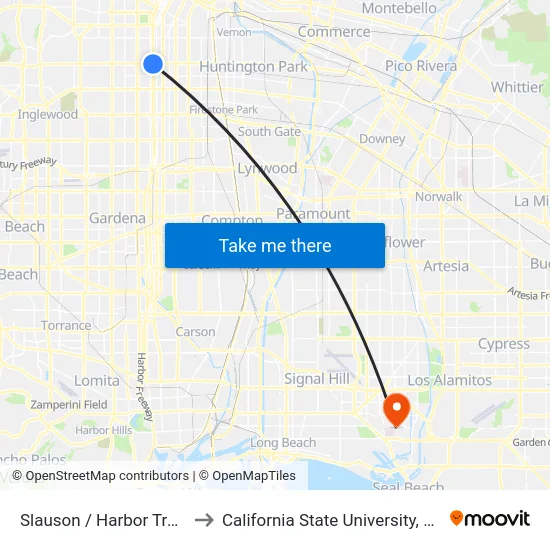 Slauson / Harbor Transitway Station to California State University, Long Beach (CSULB) map