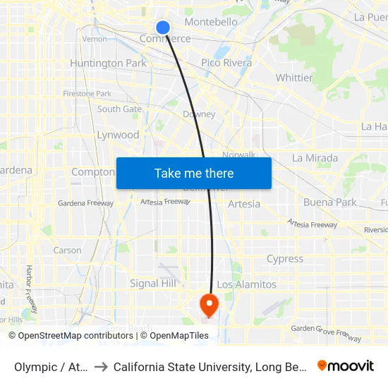 Olympic / Atlantic to California State University, Long Beach (CSULB) map