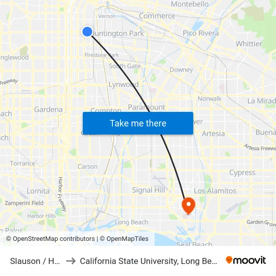 Slauson / Hooper to California State University, Long Beach (CSULB) map