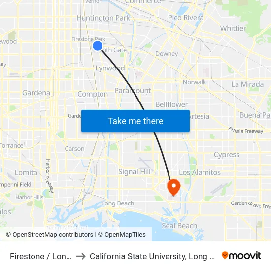 Firestone / Long Beach to California State University, Long Beach (CSULB) map
