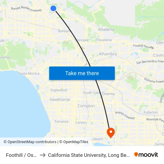Foothill / Osborne to California State University, Long Beach (CSULB) map