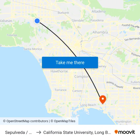 Sepulveda / Ventura to California State University, Long Beach (CSULB) map
