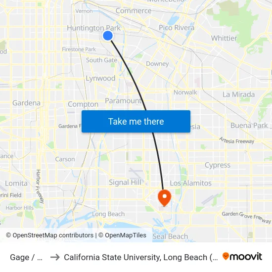 Gage / Otis to California State University, Long Beach (CSULB) map