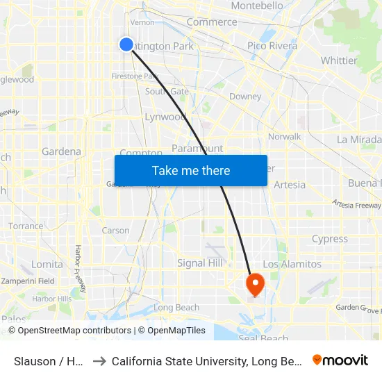 Slauson / Holmes to California State University, Long Beach (CSULB) map