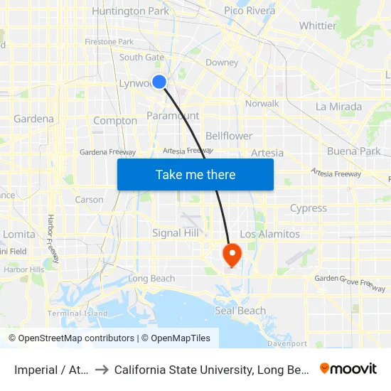 Imperial / Atlantic to California State University, Long Beach (CSULB) map