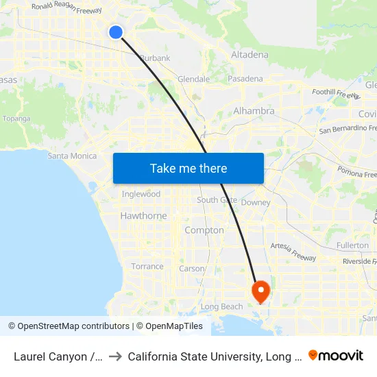 Laurel Canyon / Sheldon to California State University, Long Beach (CSULB) map