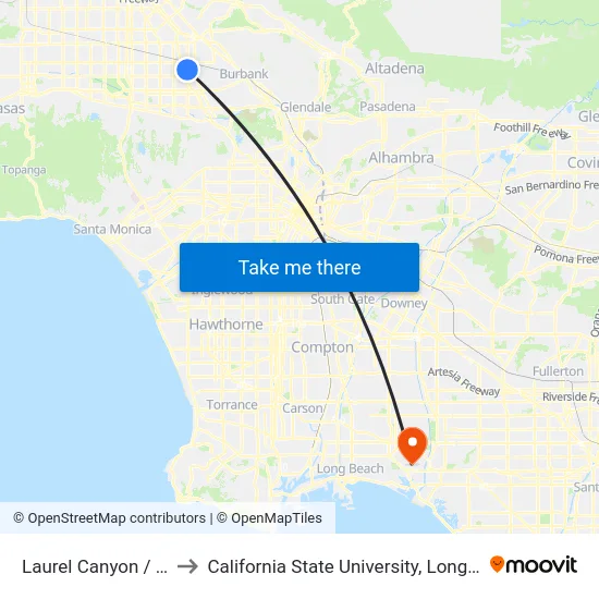 Laurel Canyon / Vanowen to California State University, Long Beach (CSULB) map
