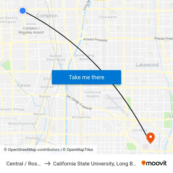 Central / Rosecrans to California State University, Long Beach (CSULB) map