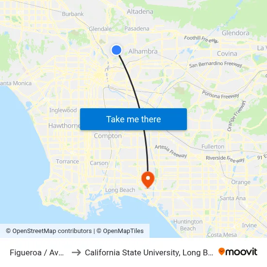 Figueroa / Avenue 50 to California State University, Long Beach (CSULB) map