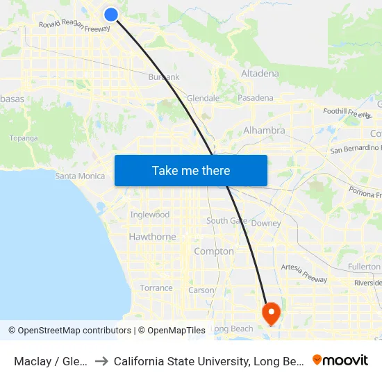 Maclay / Glenoaks to California State University, Long Beach (CSULB) map