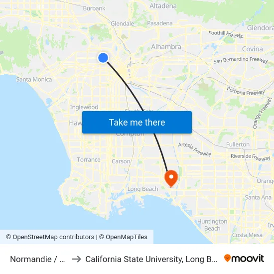 Normandie / Beverly to California State University, Long Beach (CSULB) map