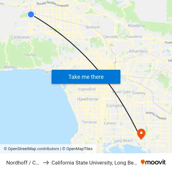 Nordhoff / Canoga to California State University, Long Beach (CSULB) map
