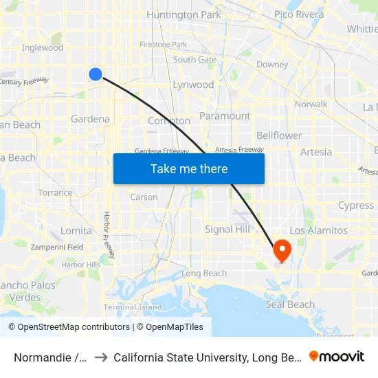 Normandie / 108th to California State University, Long Beach (CSULB) map