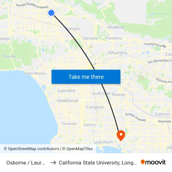 Osborne / Laurel Canyon to California State University, Long Beach (CSULB) map