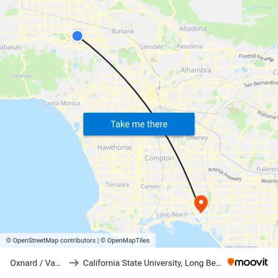 Oxnard / Van Nuys to California State University, Long Beach (CSULB) map