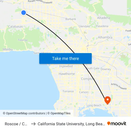 Roscoe / Canoga to California State University, Long Beach (CSULB) map
