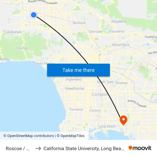 Roscoe / Wilbur to California State University, Long Beach (CSULB) map